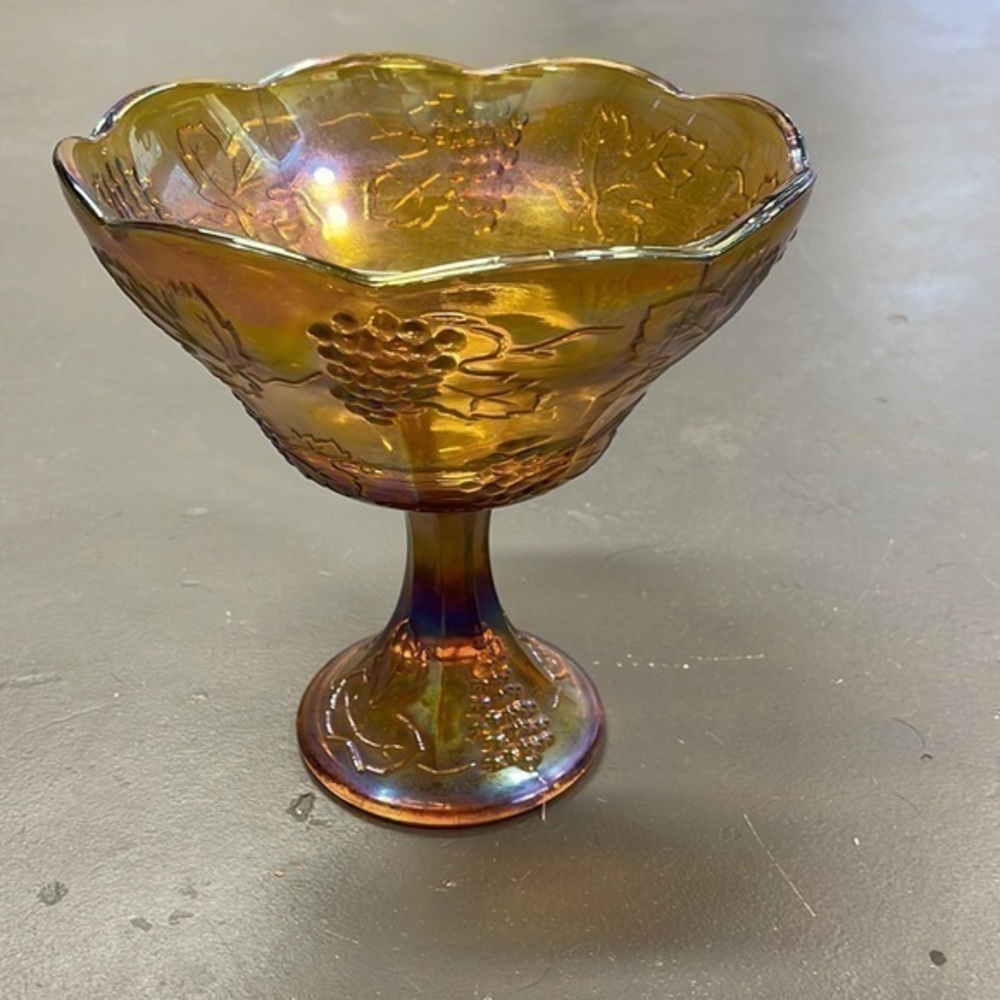 Carnival glass amber bowl